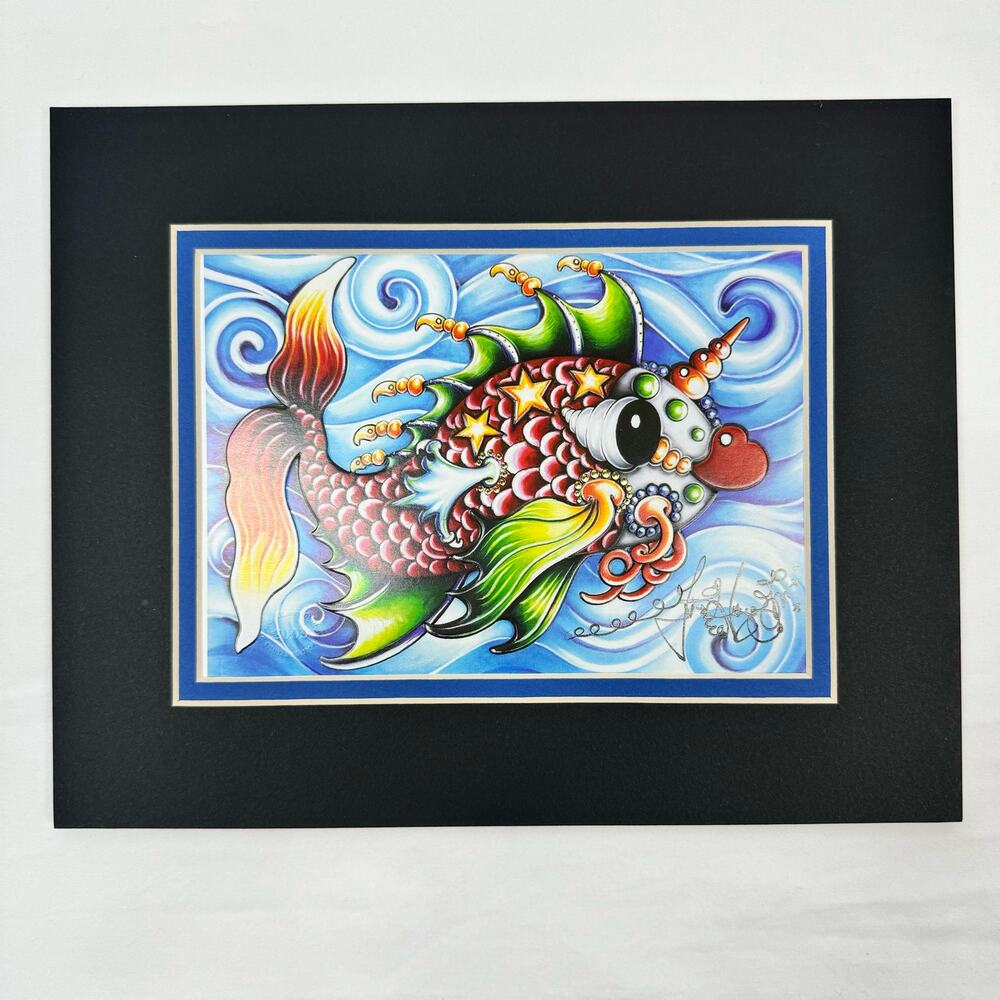 Jamie Hayes Limited Edition Pucker Fish Giclee Print Signed Matted Artwork 5"x7" - Picture 1 of 8